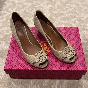 Tory Burch mini miller open toe wedge